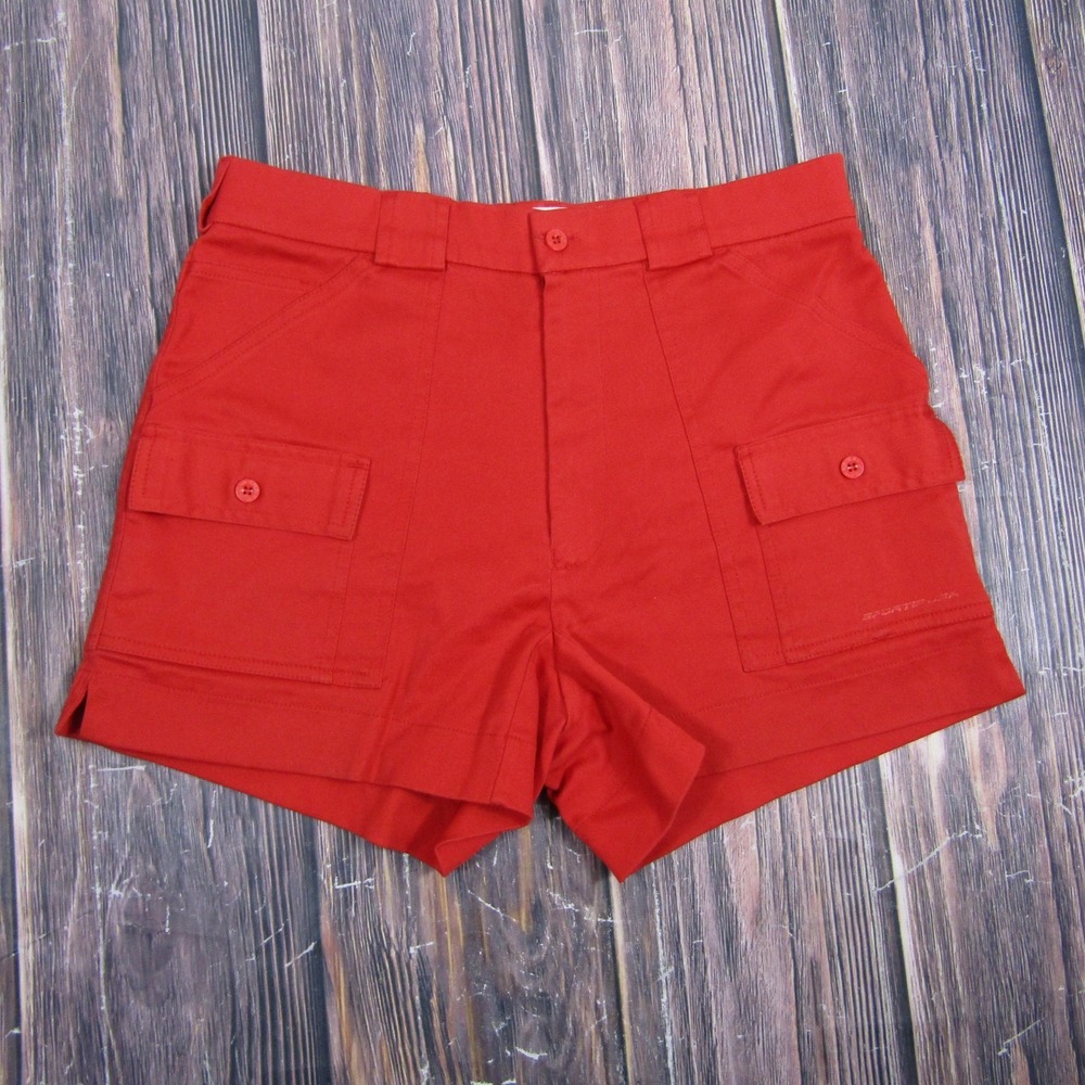 Sportif Mens 32 Red Cargo Shorts 4" Inseam Stretch Canvas Travel Casual Vintage